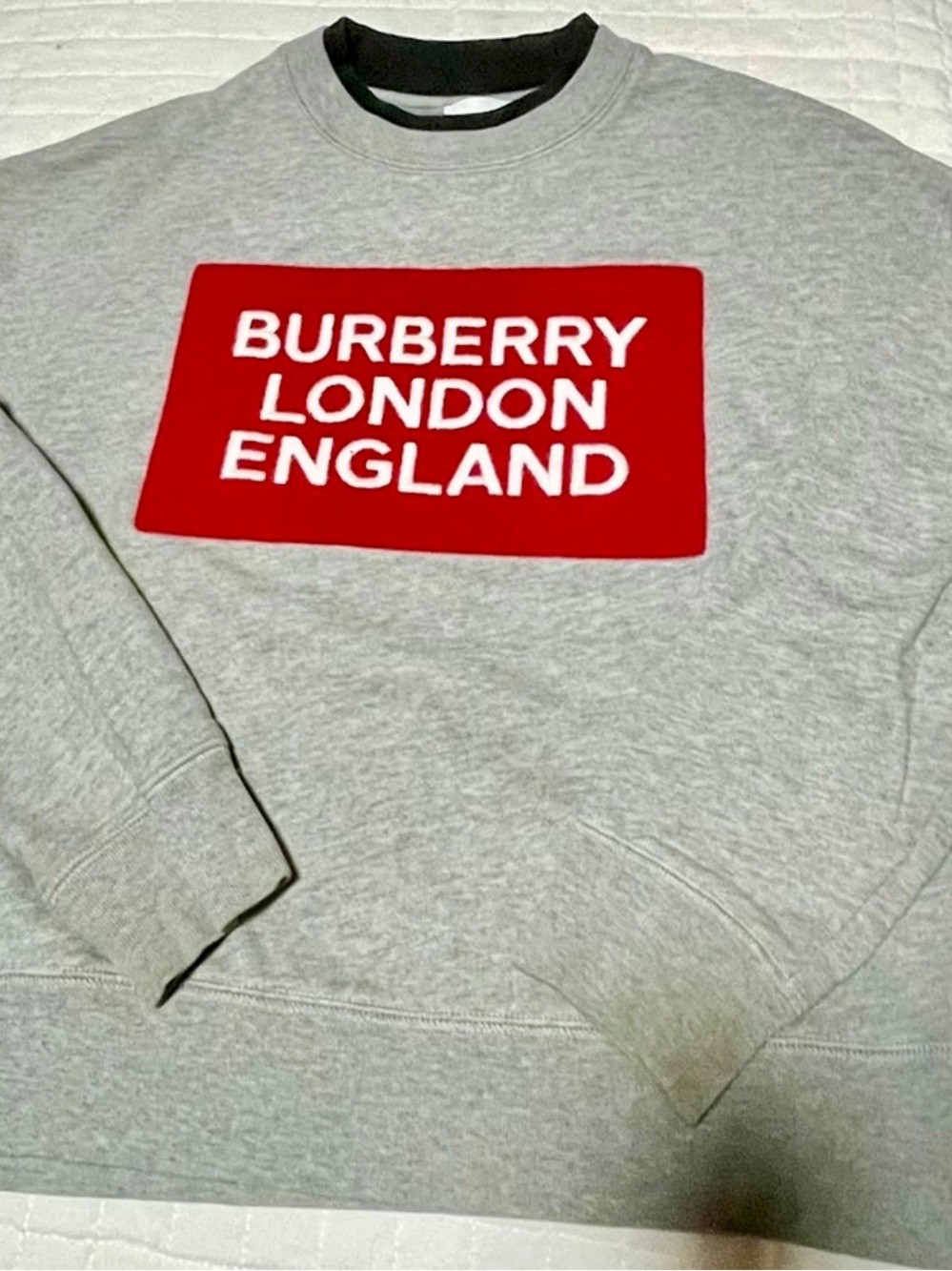 Burberry Mirrored Red Logo Patch Gray Crewneck